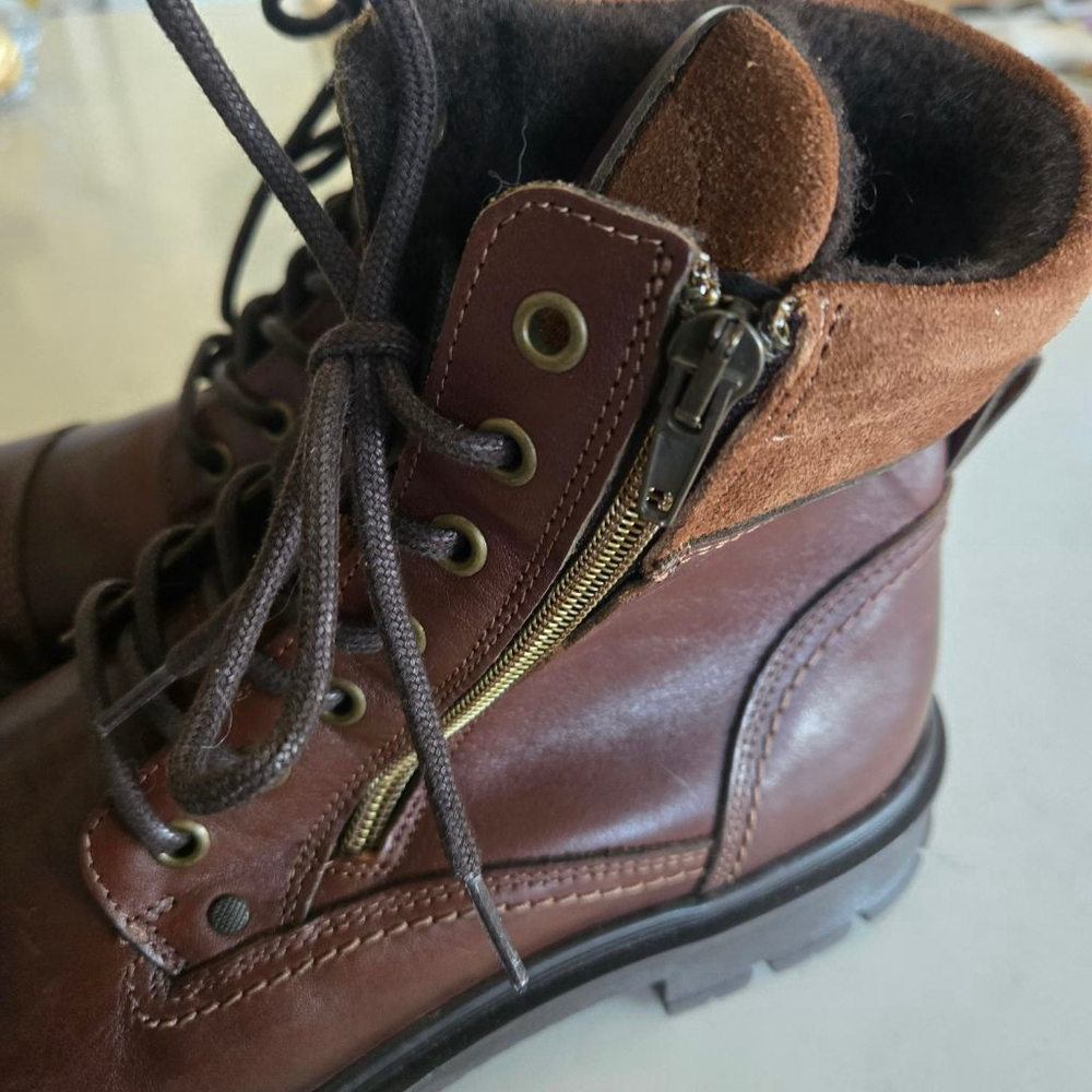Men's BOOTLEGGER Brown Leather Moto Boots Size US 10/EU 43 Made in Portugal - Picture 11 of 13